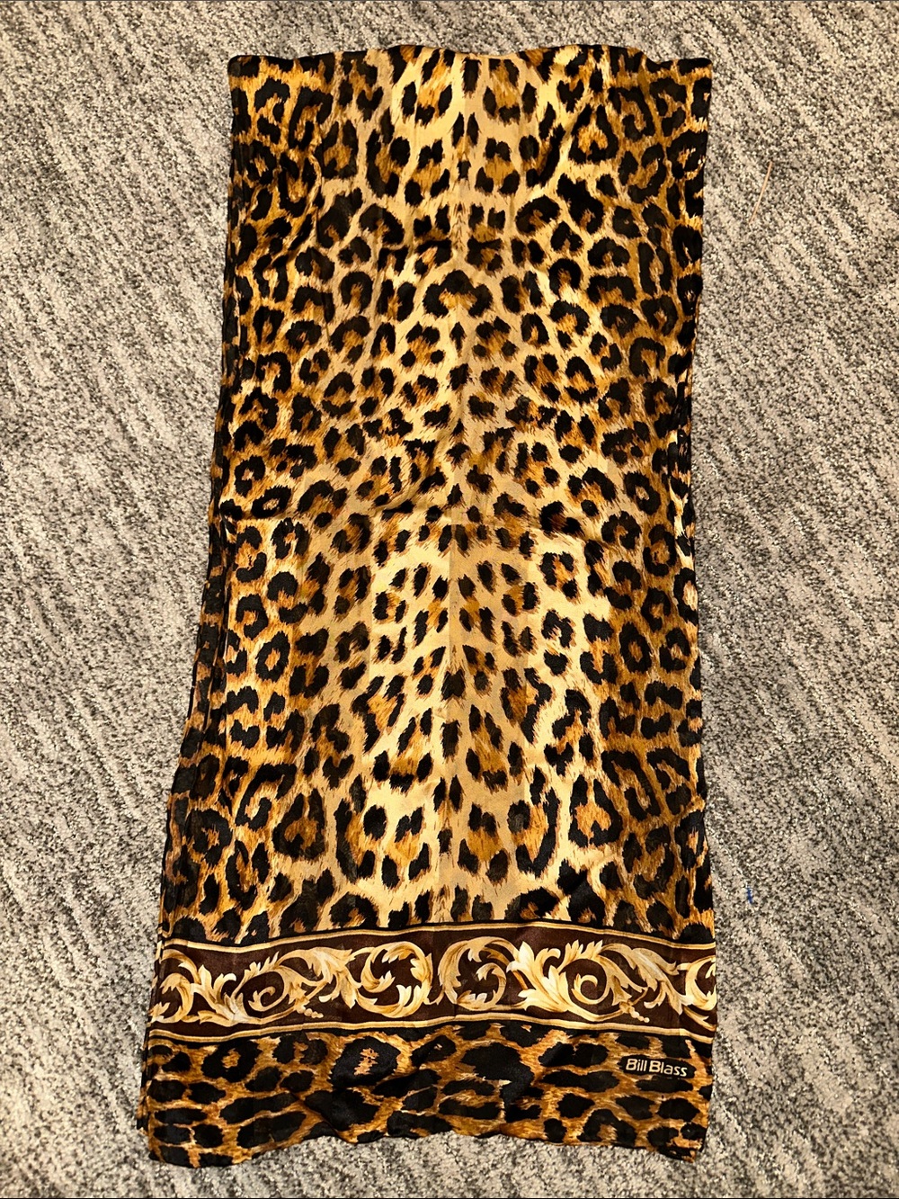 Bill Blass Vintage Leopard Baroque Sheer Scarf